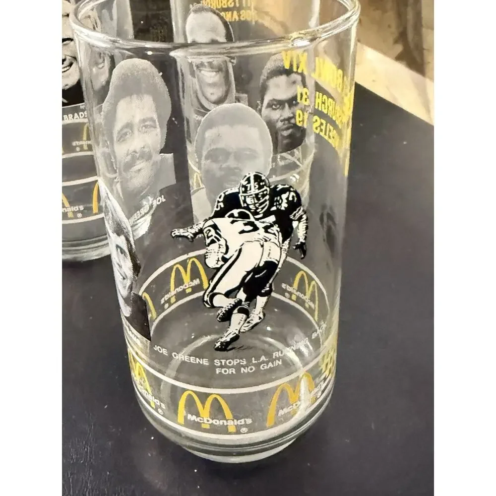 Vintage 1980 McDonald’s Super Bowl XIV Pittsburgh Steelers Glasses Set of 4